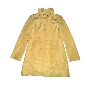 St John Windbreaker Rain Coat Women's Size XS Gold Snake Full Zip Zip Sleeve